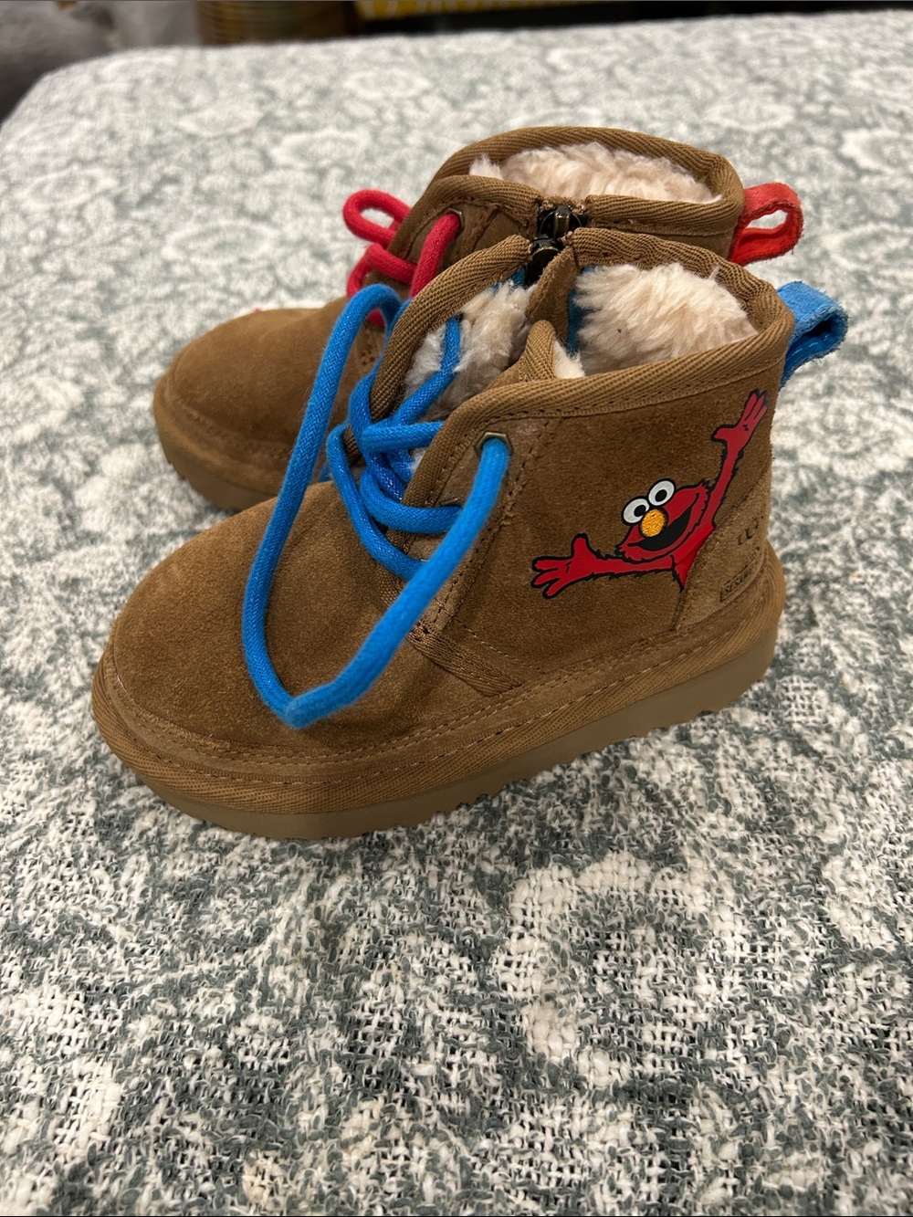 Ugg Kids Brown Elmo Faux Fur Lined Boots